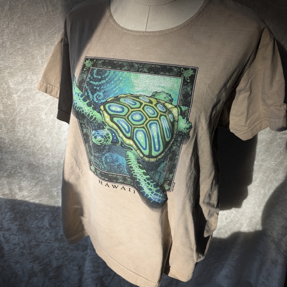 VTG Turtle Tee Hawaii Crazy Shirt Kona  Coffee Dyed Combed Cotton - Picture 3 of 7